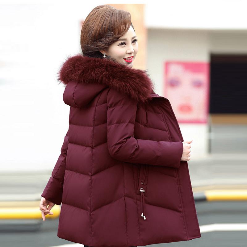 Women's Mid-length Down Jacket Winter Korean Loose Cotton Clothes Casual Hooded Padded Jacket Quilted Jacket