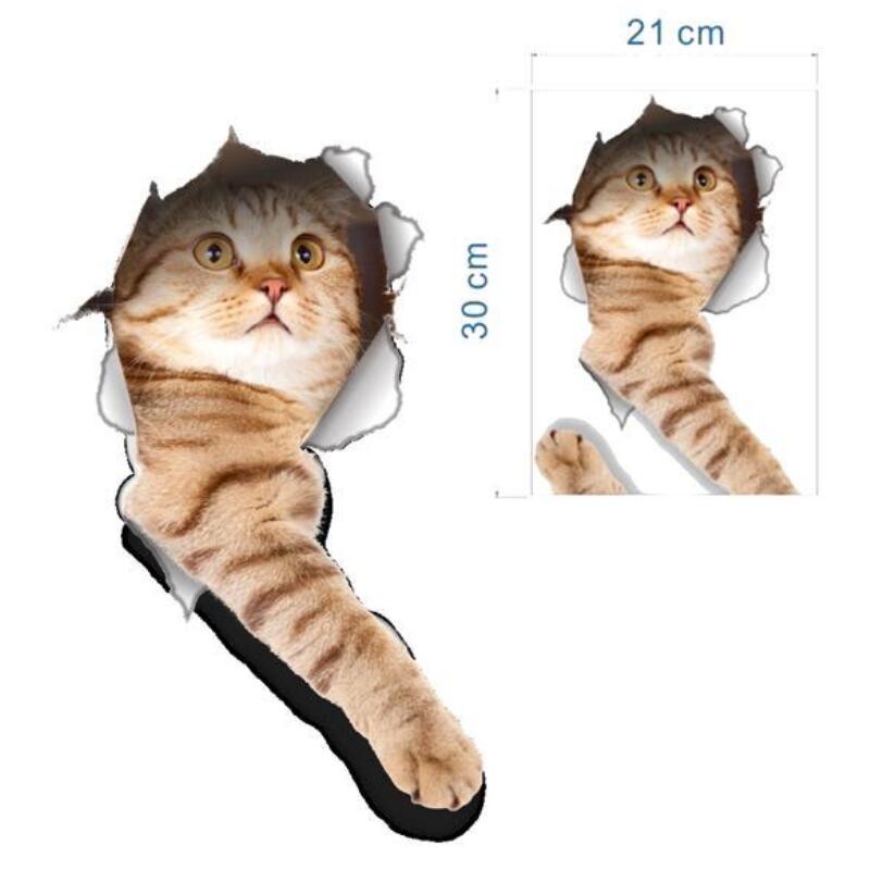 Lovely 3D Cat Wall Stickers Removable Durable WC Toilet Sticker Home Decoration Cartoon Animal Cute Window Bedroom Bathroom Kitchen Accessories