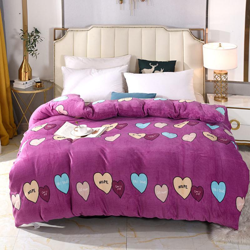 1pc Winter Thickened Flannel Duvet Cover Coral Fleece Duvet Cover Warm Double-sided Fluffy Duvet Cover Twin Queen King Size