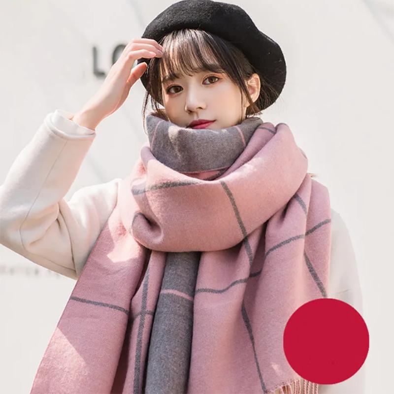 Woolen Scarf Women Winter Korean Version of Wild Youth Solid Color Imitation Cashmere Long Thick Warm Knitted Scarfs