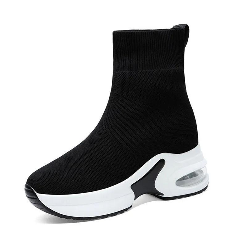 Inner Increase Women's Shoes Boots Spring and Autumn Women's Boots Stretch Knit Sports Casual Socks Short Boots Mid-tube Single Boots