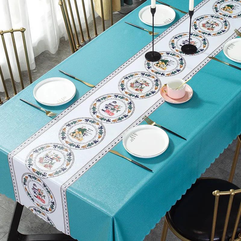 PVC Printed Tablecloth Oil-proof and Waterproof Tablecloth Rectangular Table Top Decoration Washable Tablecloth