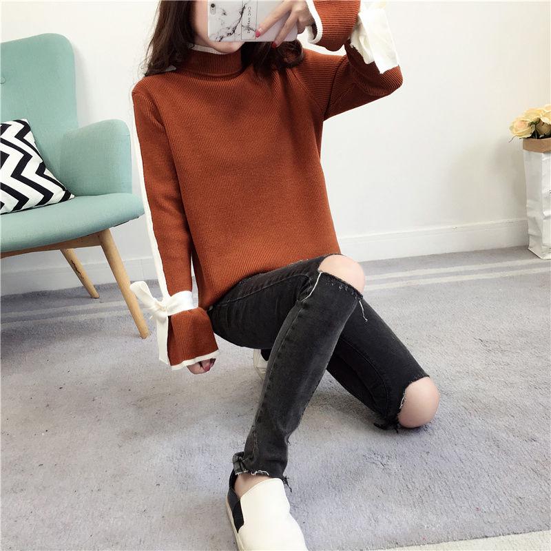 Autumn and Winter Loose Jacket Knitted Look Up Fashion Sweater All-match Casual Women's Top