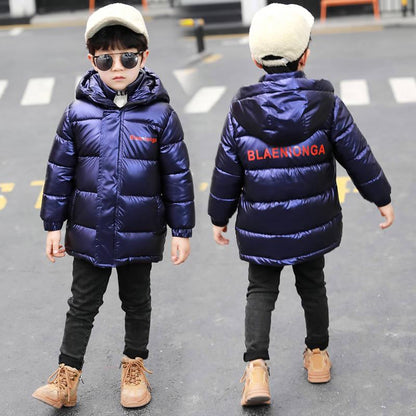 Boy Down Jacket Warm Child Down Parkas Coat Fur Kid Thickening Outerwear for Cold Winter