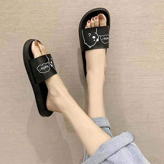 Korean Style Slippers Female Summer Wear Student Cute Bear Home Bathing Non-slip Soft Bottom Sandals and Slippers