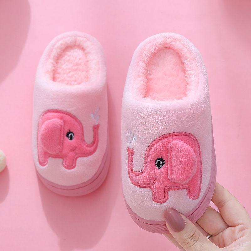 Autumn Winter Children's Cotton Slippers Cute Cartoon Thick Warm Shoes for Boys and Girls Home Fur Slippers