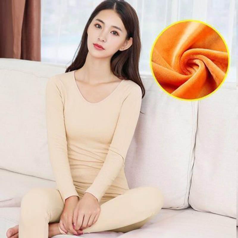 Thermal Underwear Women Plus Velvet Thickening Suit Body Slimming Tight-fitting Autumn Clothes Long Trousers Cotton Sweater Base Winter