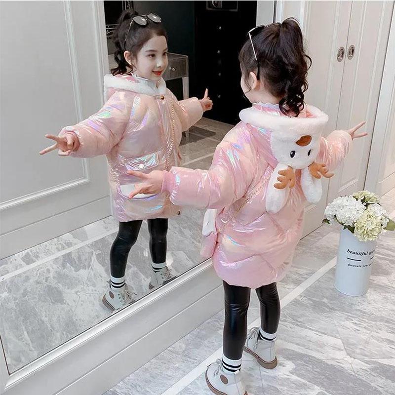 Winter Children's Thicker Girls' Cotton-padded Jackets, Large Children's Girls' Cotton-padded Jackets, Mid-length Jackets