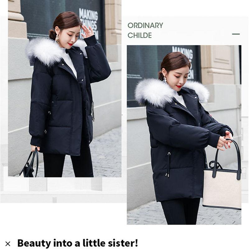 Cotton-padded Jacket Women's Mid-length Student Korean Winter Clothes Thick Padded Jacket Large Fur Collar Loose Padded Jacket Bread Clothes