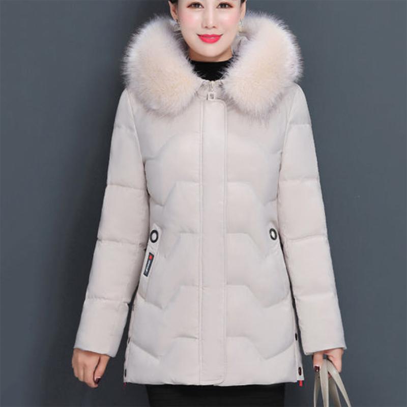 Women's Mid-length Down Jacket Winter Korean Loose Cotton Clothes Casual Hooded Padded Jacket Quilted Jacket