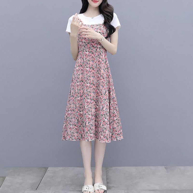 Pastoral Style Floral Dress Female Light Mature Temperament Was Thin Covering The Meat Over The Knee Long Skirt Ladies Mid-length Casual Dress