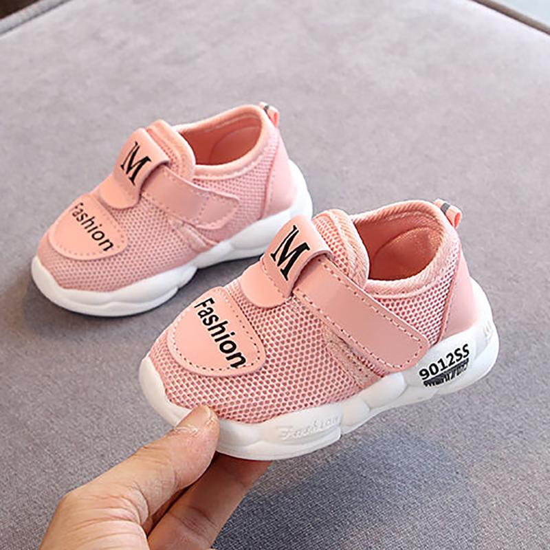 Men's and Women's Baby Spring Mesh Sneakers 0-3 Years Old 2 Infant Soft-soled Toddler Shoes All-match Breathable Leather Single Shoes