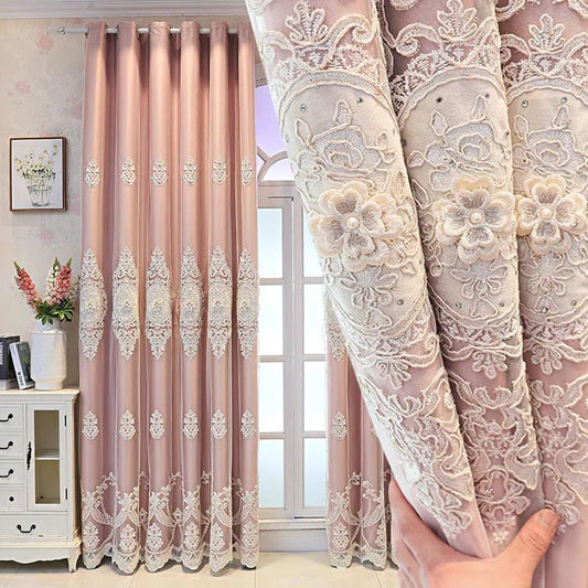 Embossed High-end Embroidered Curtains Thicken Shading Cloth for Living Room and Bedroom Shading Curtains (175×270cm)