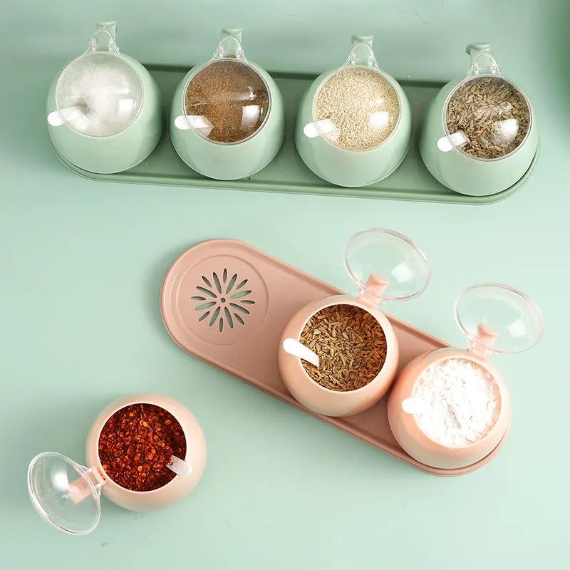 Kitchen Seasoning Box Set Spice Jars Condiment Sugar Salt Storage Container Case