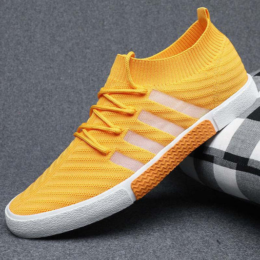 Plus Size 38-44 Summer Men Knitting Lace Up Sneakers Comfortable Running Basketball Shoes Breathable Shockproof Non-slip Shoes