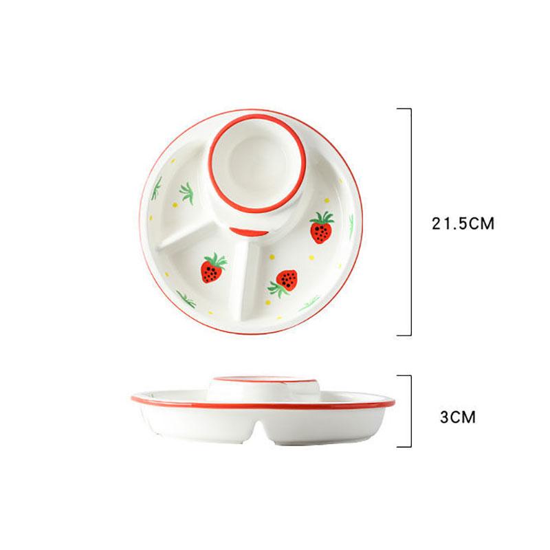 Japanese-style Tableware Creative Ceramic Divider Dish Three-grid Rice Plate Children's Dinner Plate Dim Sum Breakfast Plate Household Dish