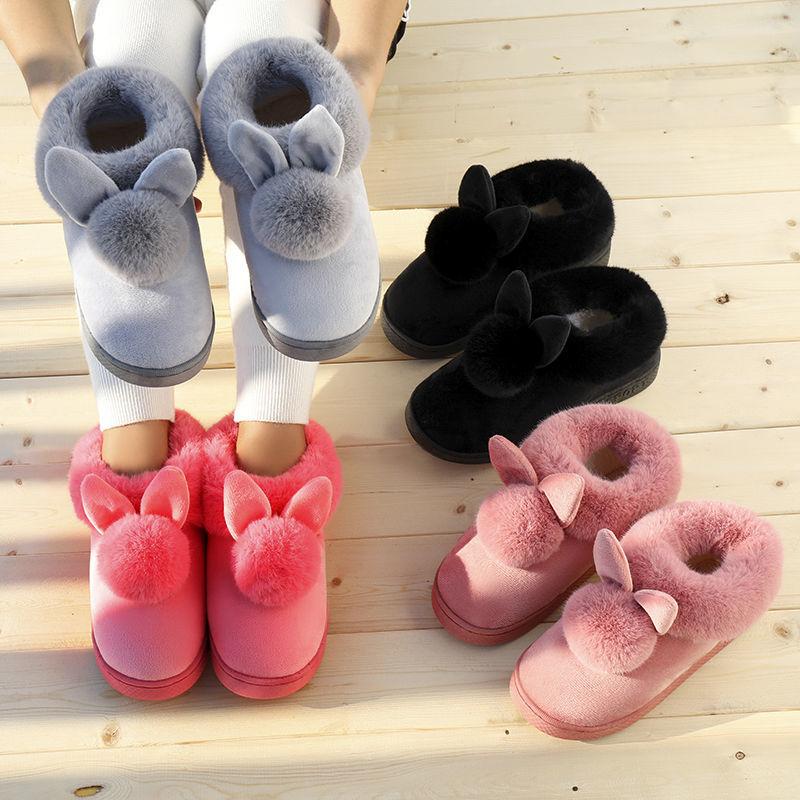 Autumn and Winter Cotton Slippers Indoor Non-slip Soft-soled Shoes Keep Warm Simple Plush Cotton Shoes Fashionable and Cute