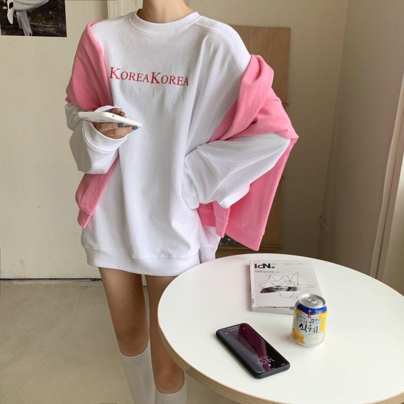 Spring and Autumn Loose Blouse Female Students All-match Hoodless Thin Sweater Long Sleeves