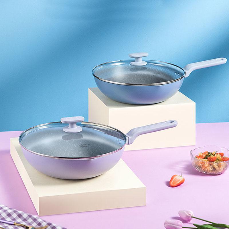 Frying Pan Non-stick Pan Household Cooking Pan Cookware Kitchenware Wok Non-stick Wok with Cover