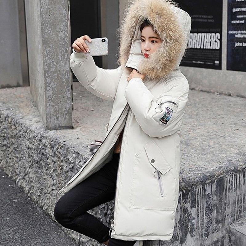 Winter Jacket Fur Collar Hooded Parkas Hooded Thicken Warm Plus Size Down Coats Women Crane Embroidery Fashion Streetwear Harajuku Hip Hop Jackets