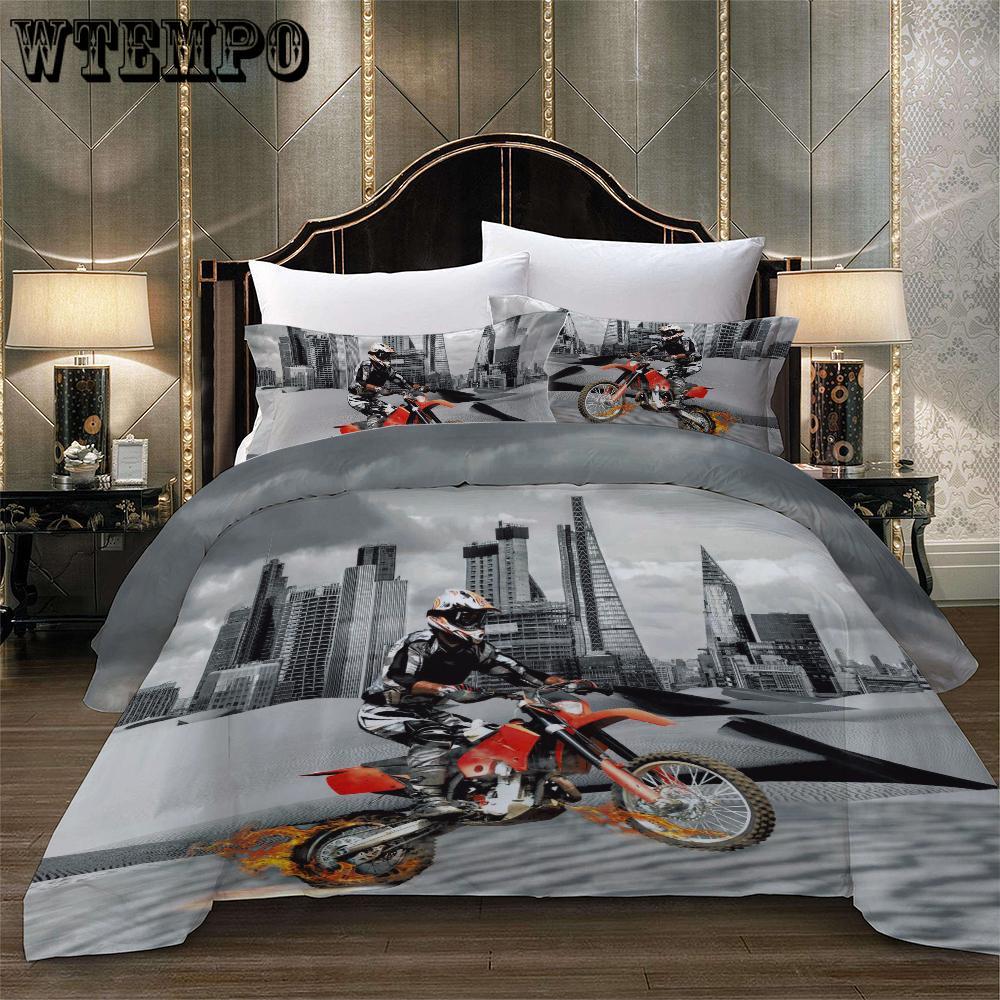 3 Parts Per Set 3d Cool Motorcycle Rider Bedding Set Duvet Cover