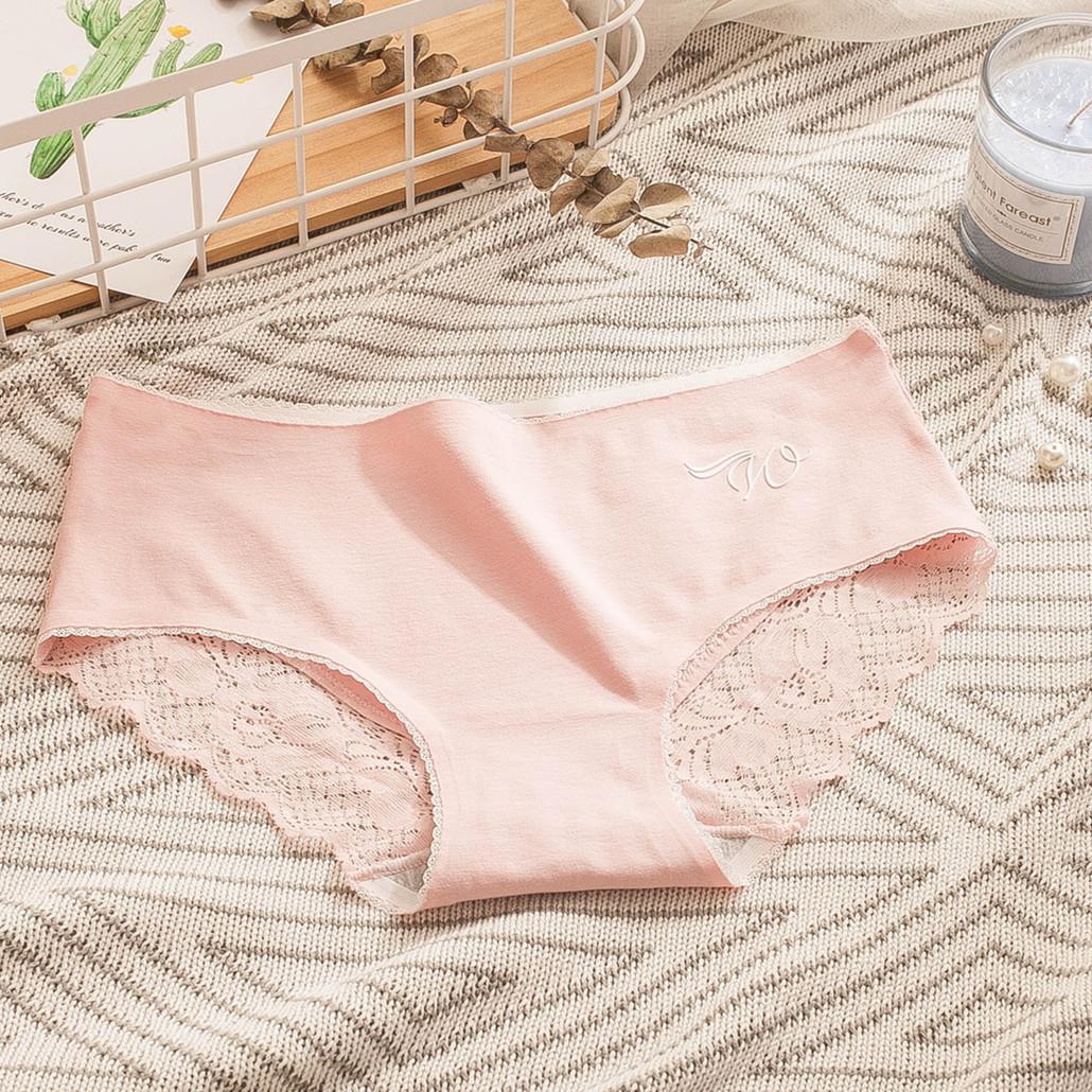 3Pcs/Set Seamless Cotton Lace Panties Women's Lace Breathable Underpants Mid-waist Graphene Crotch Briefs