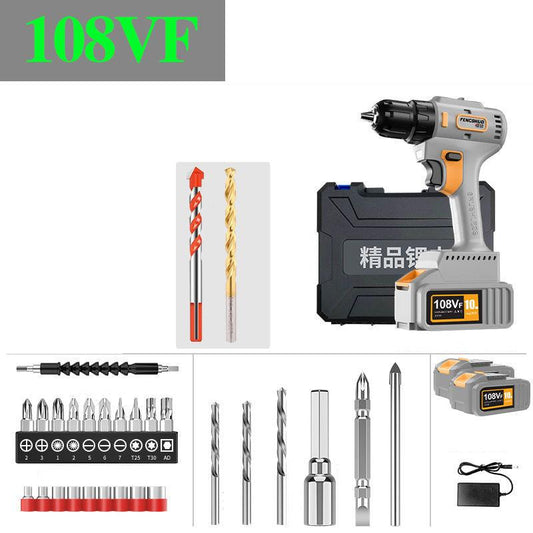 48V Luxury Impact Drill Set High Endurance Cordless Drill Electric Screwdriver with Two Batteries and Tool Box