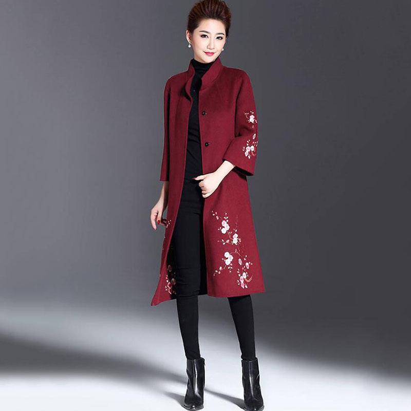 2019 Women Ladies Coat Autumn Winter Lapel Slim Long Coat Jacket Parka Outwear Wool Overcoat