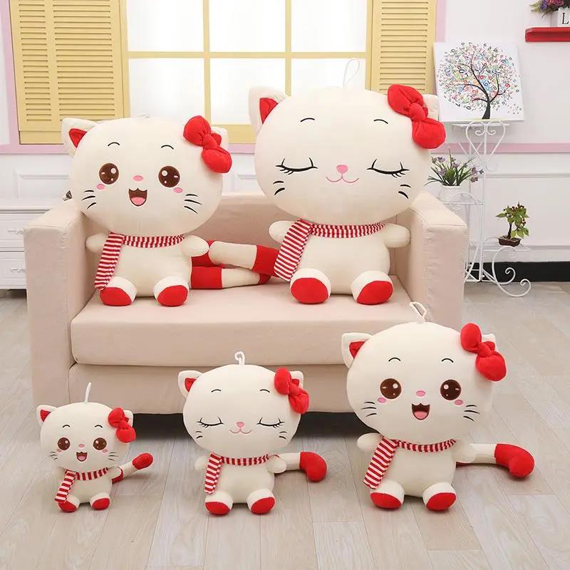 Children's Plush Toys Cute Kawaii Cat with Bow Plush Dolls Toys Gift Stuffed Soft Doll Cushion Sofa Pillow Gifts Xmas Gift Party Decor