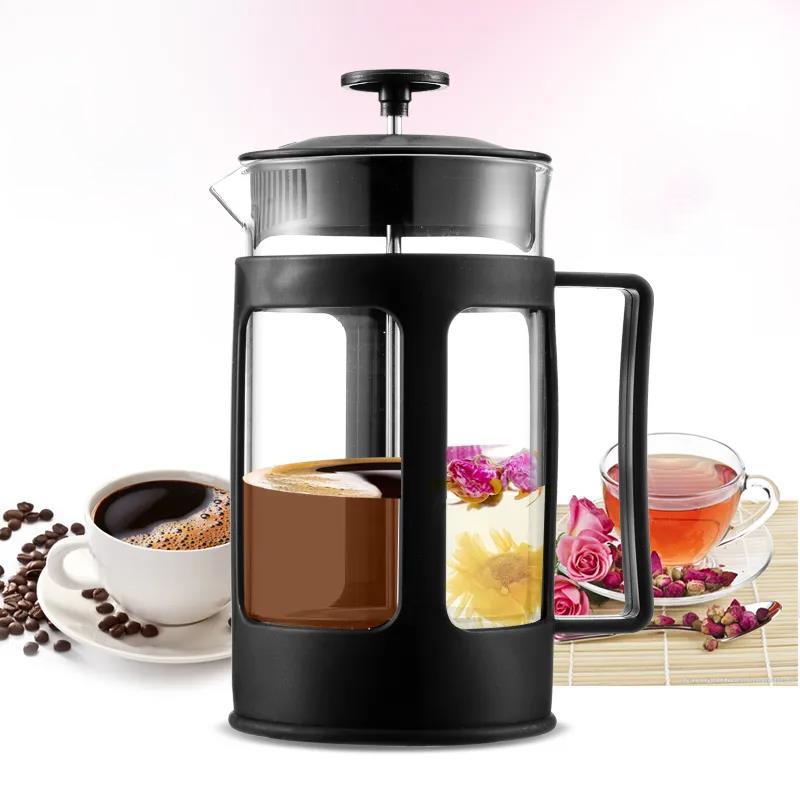 New French Press Coffee Tea Milk Froth Brewer Coffee Pot 3in1 Coffee Maker Kettle 1000ML Glass Thermos Home for Coffee Drinkware