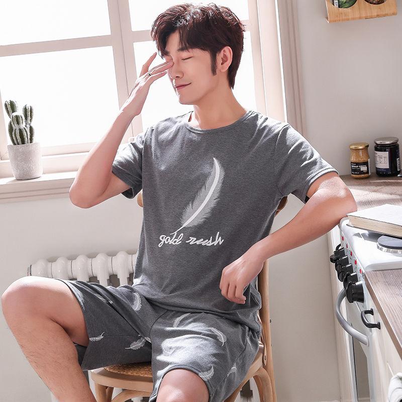 Summer Men's Pajamas Cotton Plus Size Summer Homewear Short Sleeve Youth Thin Half Sleeve