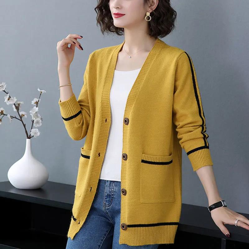 Sweater Coat Women's Medium Long Loose Large Size Spring Outer Shawl Knitted Cardigan