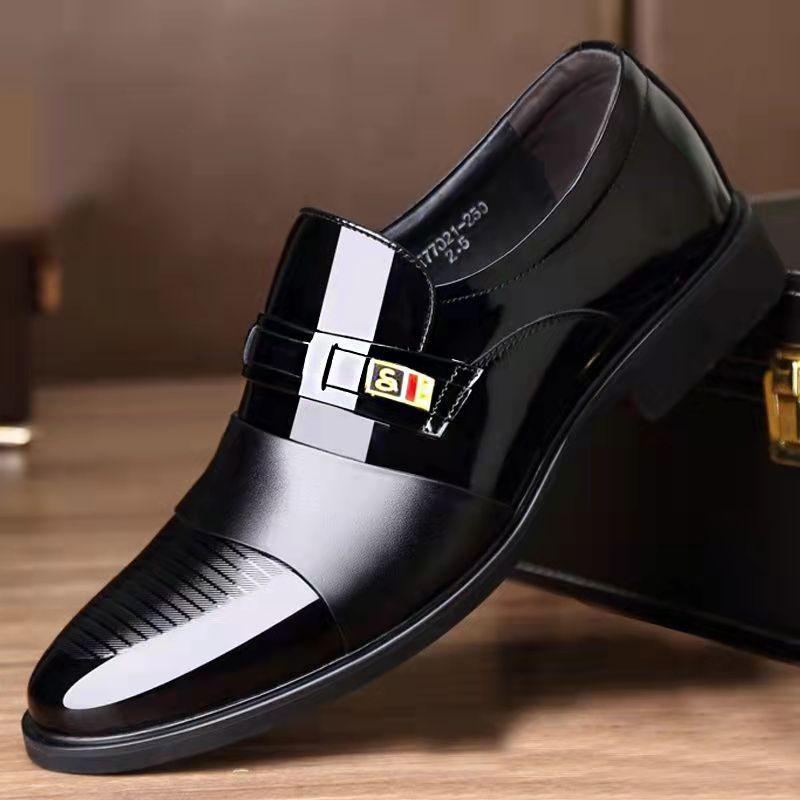 Fashion Mens Pointed Toe Dress Shoes Patent Leather Oxfords Full Brogue Lace Up Men Formal Shoes