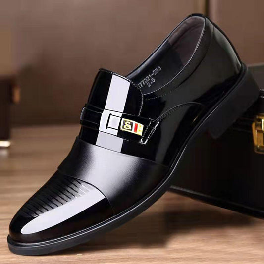 Fashion Mens Pointed Toe Dress Shoes Patent Leather Oxfords Full Brogue Lace Up Men Formal Shoes