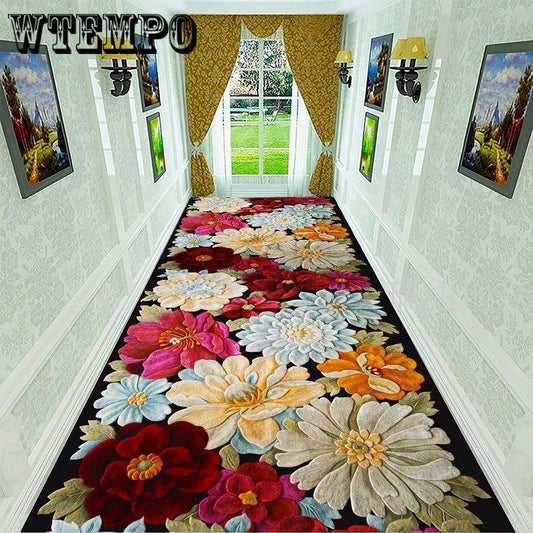 3D Plant Hallway Carpet Pastoral Rugs Corridor Floor Mat Soft Aisle Stairs Anti-slip Long