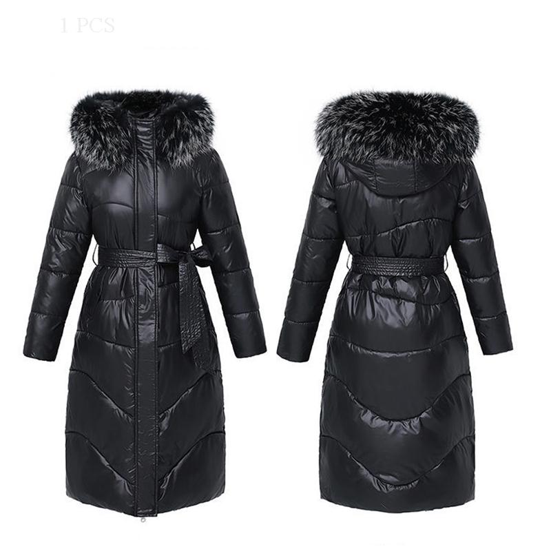 Women's Winter Korean Style Loose Quilted Coat Warm Stand-up Collar Down Jacket Women's Bright Face Long Down Jacket