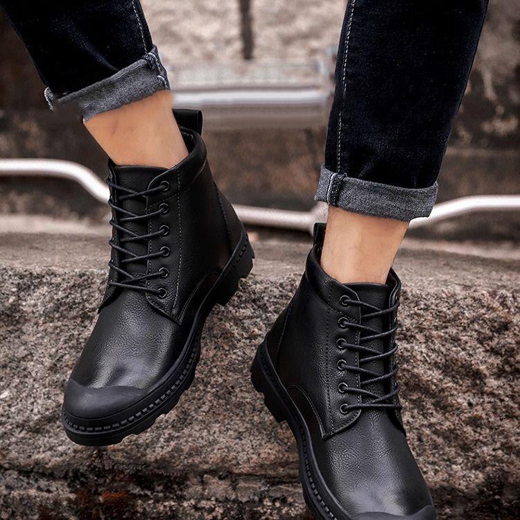 Autumn and Winter Leather Martin Boots Male Handsome Ankle Boots Waterproof Non-slip Work Boots