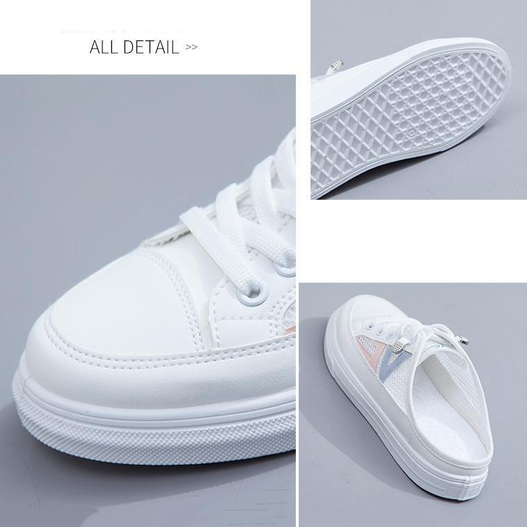 Women Breathable Outdoor Mesh Shoes Spring and Summer Simple Solf Sole Baotou Flat Solid Casual Half Slippers