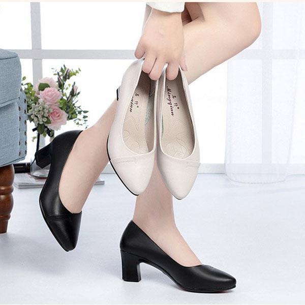 Single Shoes Women's Summer Thick Shoes Spring Shallow Mouth Comfortable Women's Shoes Flat Pointers