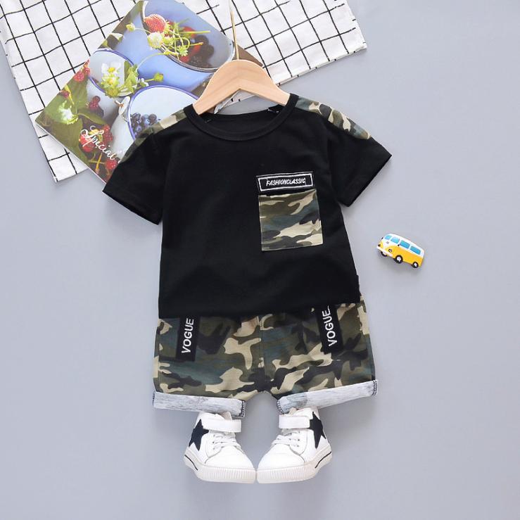 Children's Camouflage Short Sleeve T-shirt Set Summer Korean Style Boy Girl Children's Clothing Baby's Clothing Shorts Suit