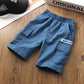 Boys' Cotton Shorts Summer Children's Overalls Middle Pants Middle and Small Children's Five-point Pants, Thin and Loose