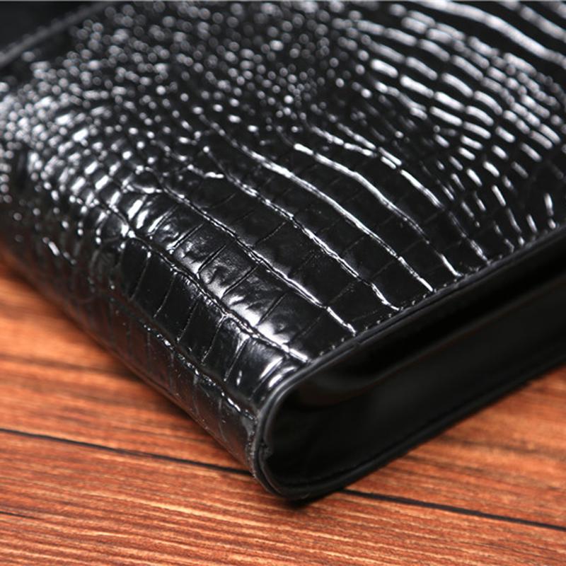 Portable Briefcase Men Business Waterproof Anti-theft Crocodile Pattern Clutch Mobile Phone Bag