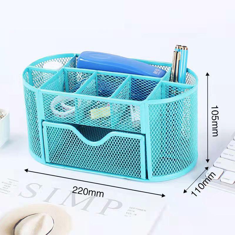 Multifunctional Iron Pen Holder Mesh Storage Box Mesh Hollow Pen Pot Makeup Brushes Storage Desk Pen Holder