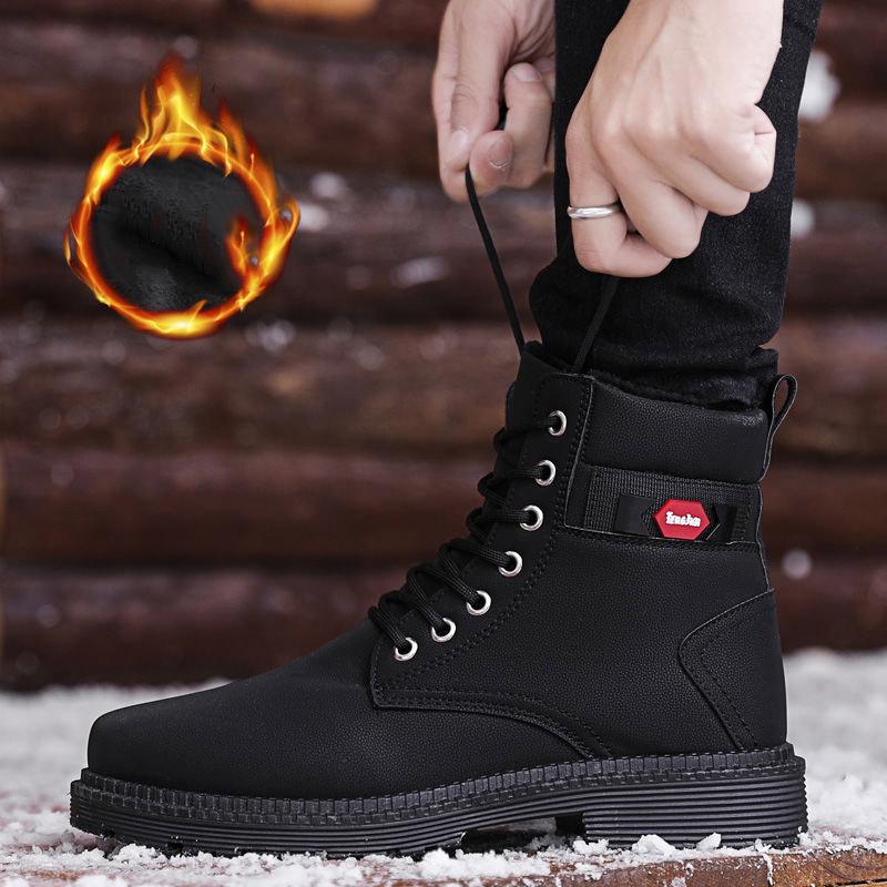 Windproof  Martin Boots Men's Leather Shoes Waterproof Snow Boots Warm Military Boots Cotton Shoes