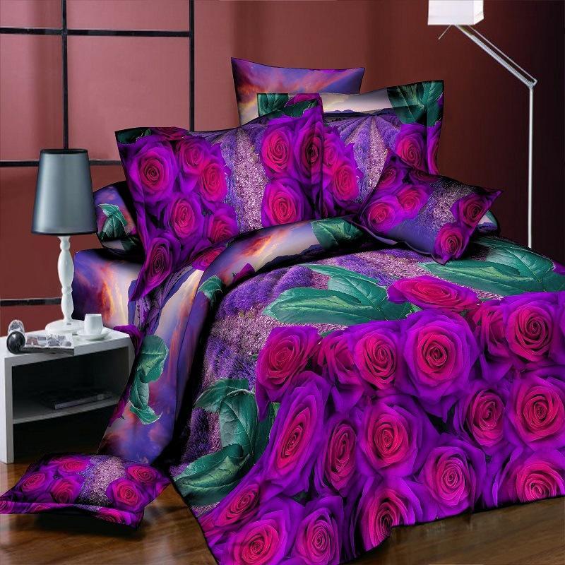 Duvet Cover Set 3D Oil Painting Bed In A Bag 4pcs Bedding Sets Flat Bed Sheet Comforter Duvet