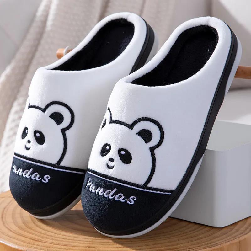 Winter Cute Cartoon Cotton Slippers Couple's Non-slip Soft Thick-soled Warm Shoes Home Slippers