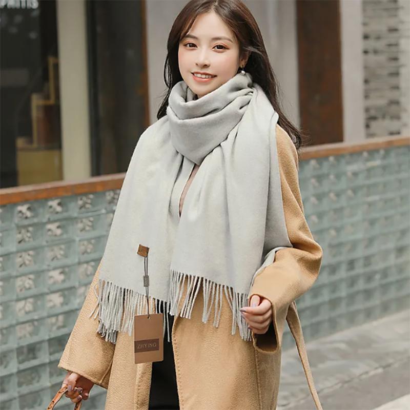 Scarf Women's Winter Warmth Solid Color Thick High-end Autumn Shawl Dual-use Versatile Neck and Collar