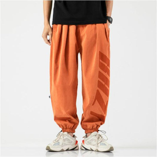 Men's Trousers Ninth Pants Trend Loose Large Size Trousers Autumn Tie Feet All-match Sports Casual Pants Men