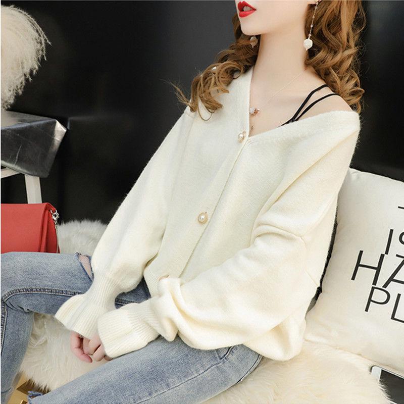 Women Oversized Knitted Sweater Batwing Sleeve Pullover Loose Outwear Tops