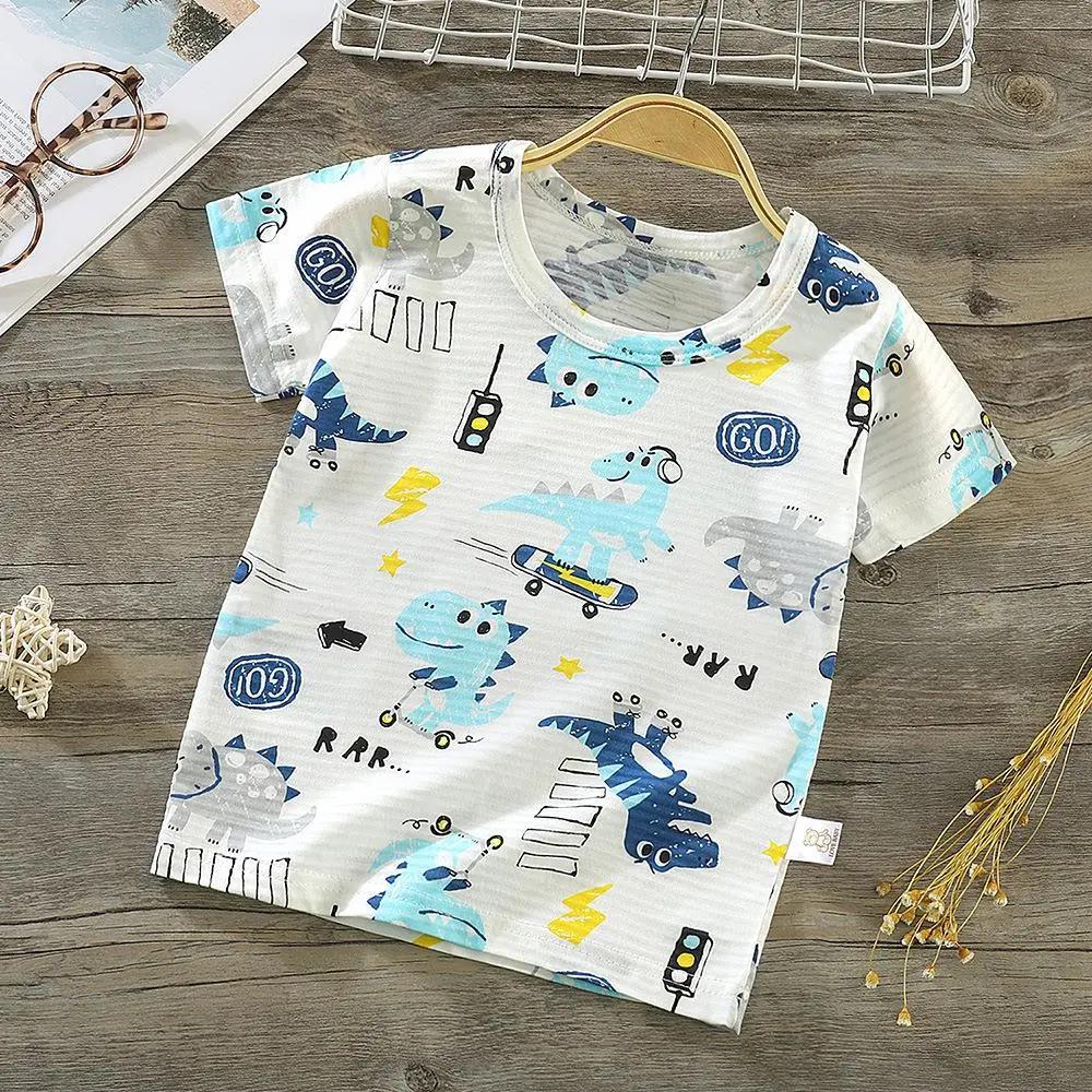 Children's Top Boys Lightweight T-shirt Summer Thin Kids Baby Cartoon Casual Short Sleeve